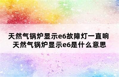 天然气锅炉显示e6故障灯一直响 天然气锅炉显示e6是什么意思